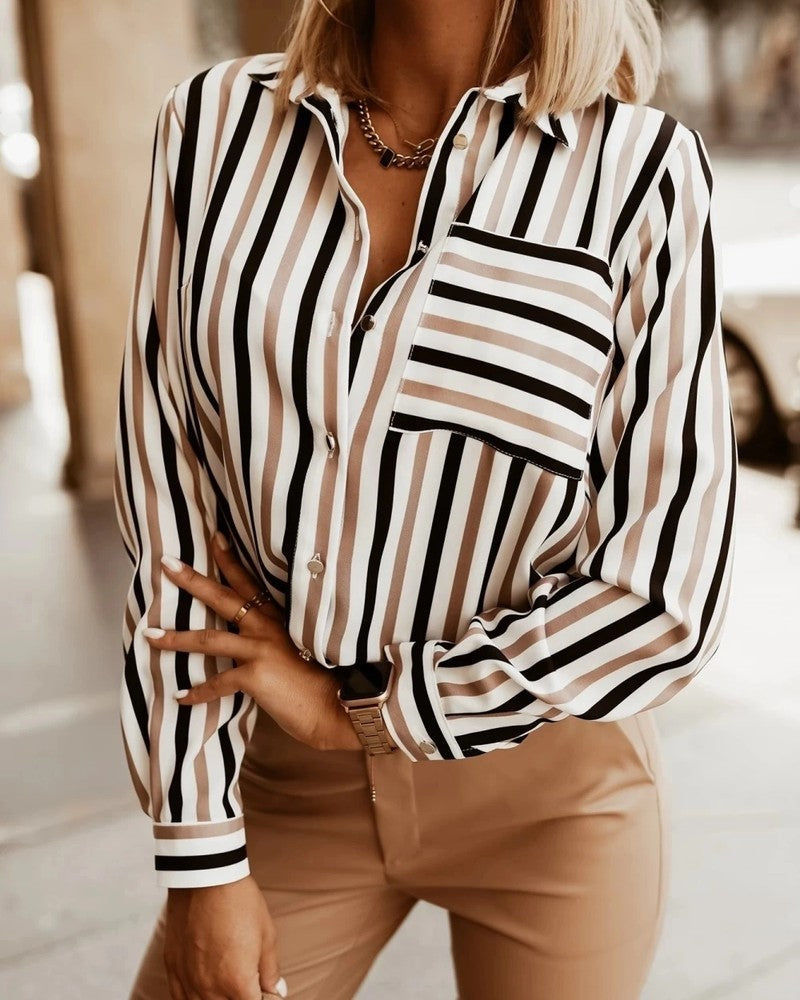 Sofia Relaxed Stripe Button-Up Shirt