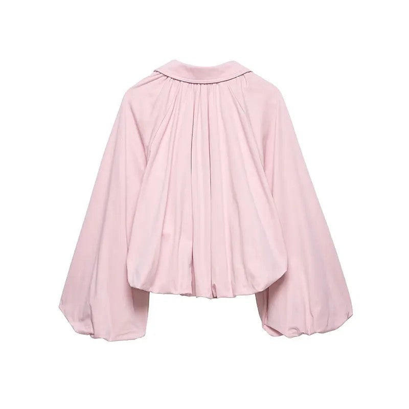 Teresa Voluminous Sleeve Zip Bomber Jacket