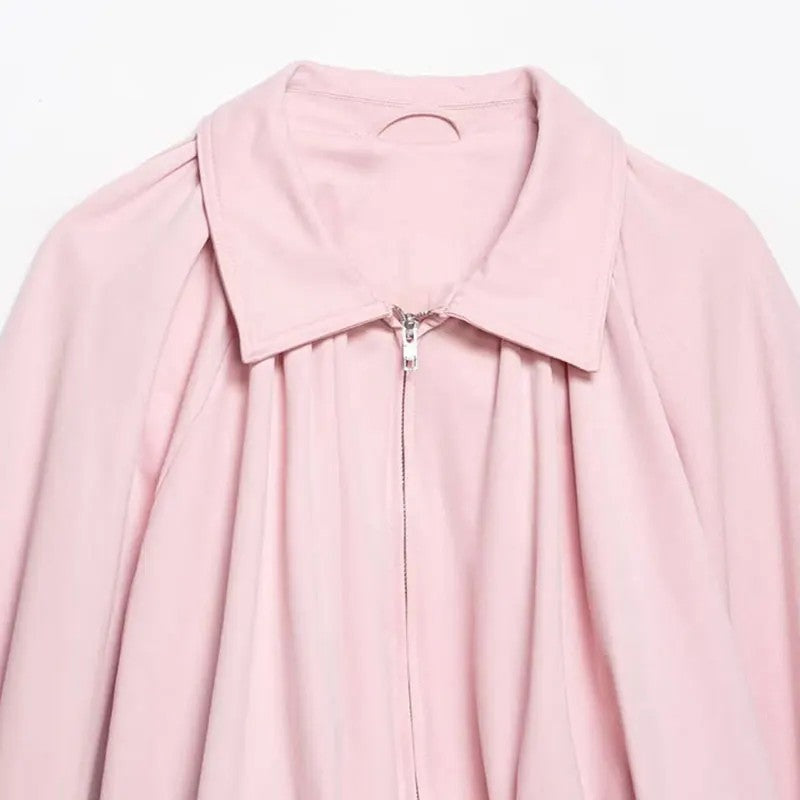Teresa Voluminous Sleeve Zip Bomber Jacket