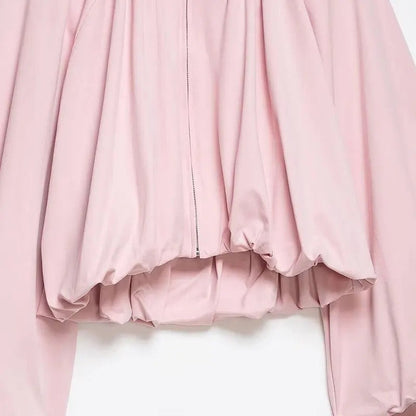 Teresa Voluminous Sleeve Zip Bomber Jacket
