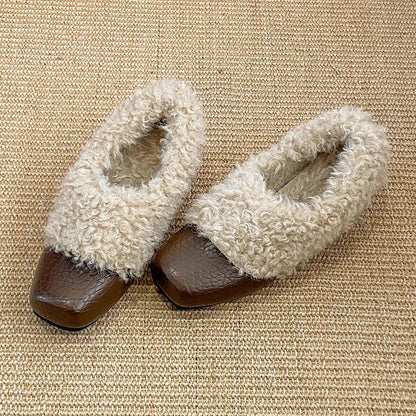 Thea Shearling Square Toe Flats