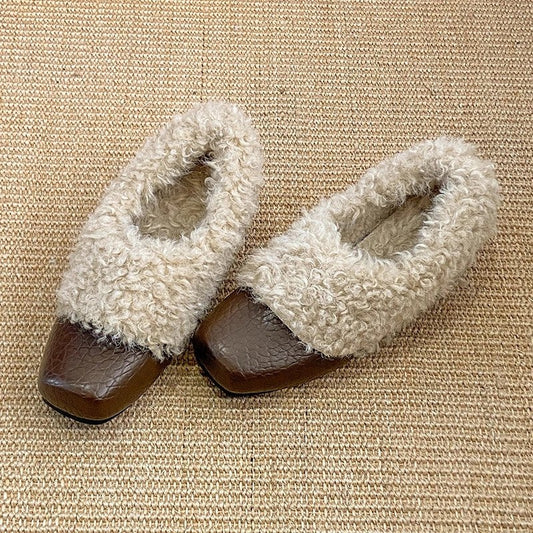 Thea Shearling Square Toe Flats