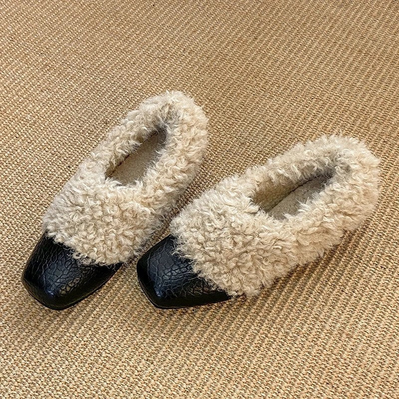 Thea Shearling Square Toe Flats