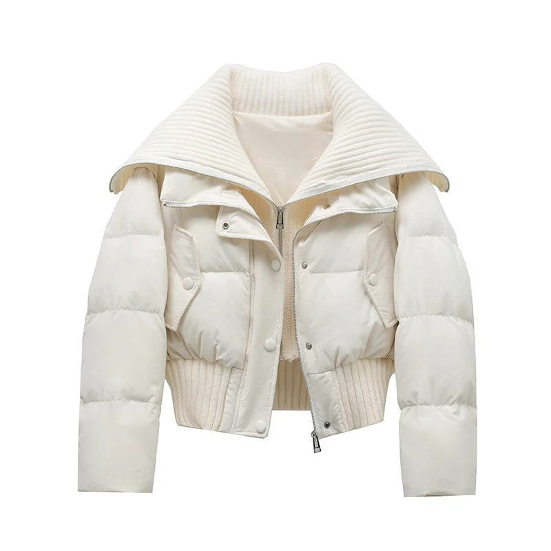 Theresa Cropped Quilted Ribbed Puffer Jacket