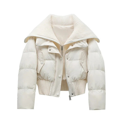 Theresa Cropped Quilted Ribbed Puffer Jacket