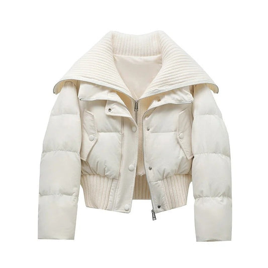 Theresa Cropped Quilted Ribbed Puffer Jacket