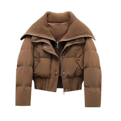 Theresa Cropped Quilted Ribbed Puffer Jacket