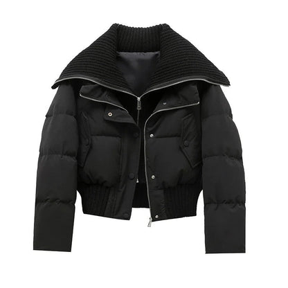 Theresa Cropped Quilted Ribbed Puffer Jacket