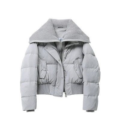 Theresa Cropped Quilted Ribbed Puffer Jacket