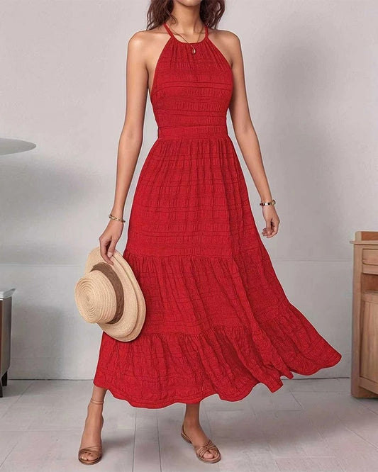 Valentina Women's Halter Textured Midi Dress