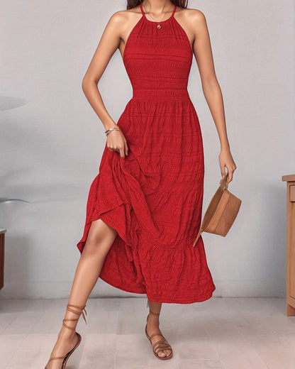 Valentina Women's Halter Textured Midi Dress