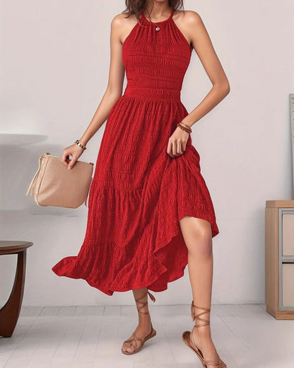 Valentina Women's Halter Textured Midi Dress