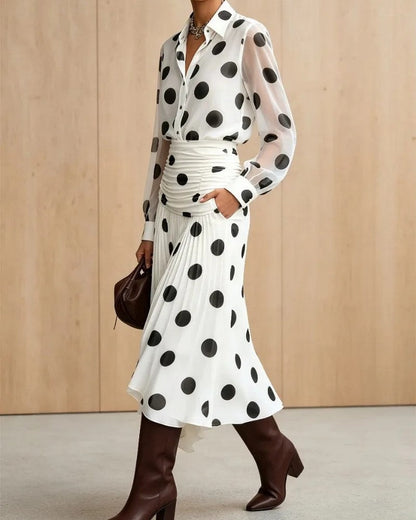 Valerie Sheer Polka Dot Button-Up Shirt