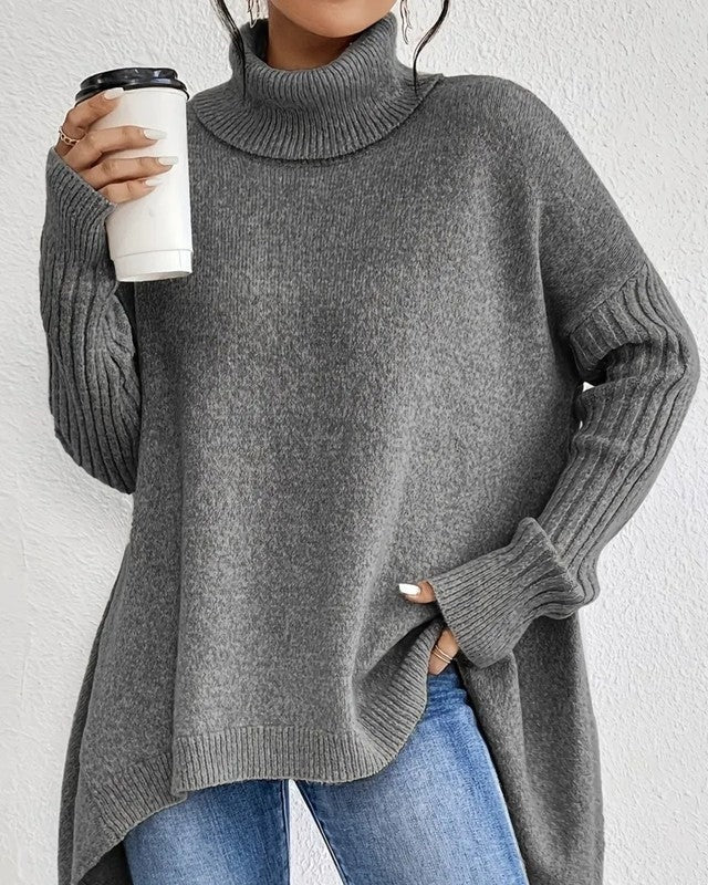Victoria Relaxed Ribbed Turtleneck Sweater