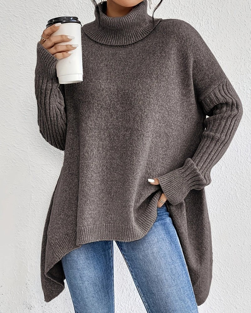 Victoria Relaxed Ribbed Turtleneck Sweater