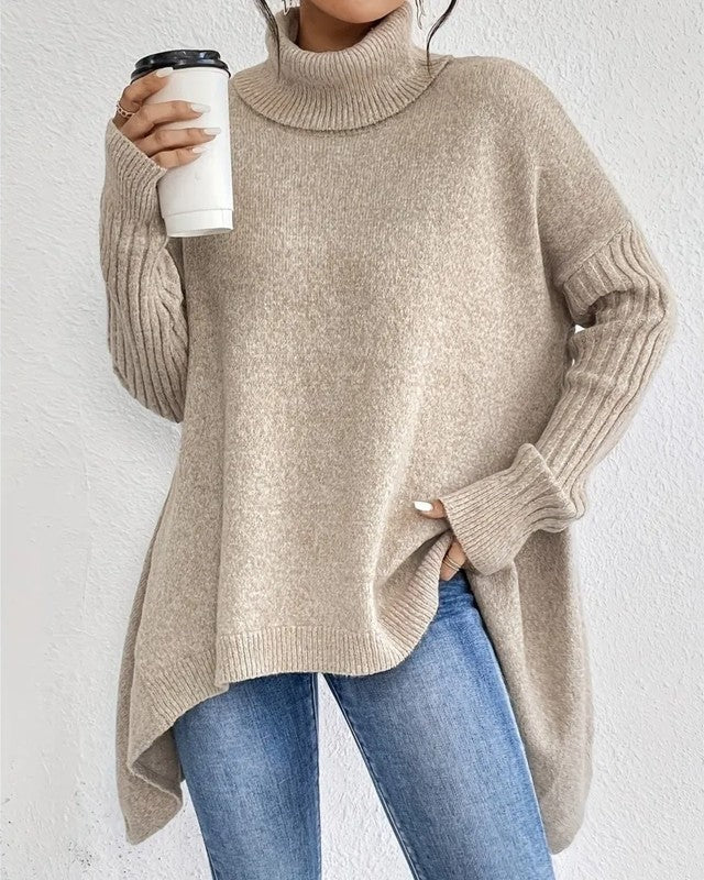 Victoria Relaxed Ribbed Turtleneck Sweater
