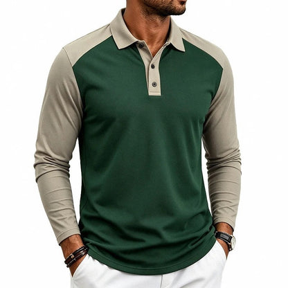 Vincent Long Sleeve Contrast Polo Shirt