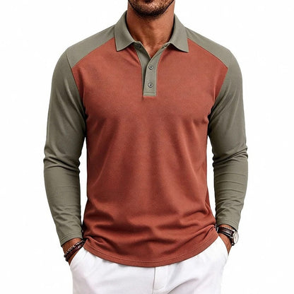 Vincent Long Sleeve Contrast Polo Shirt