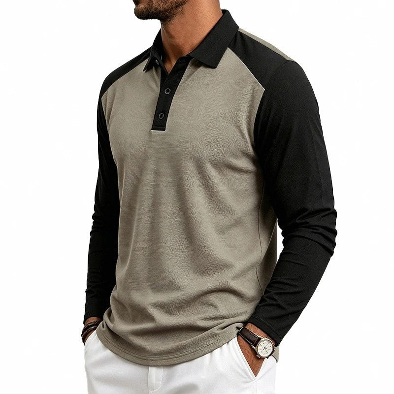 Vincent Long Sleeve Contrast Polo Shirt