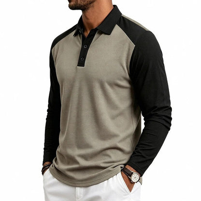 Vincent Long Sleeve Contrast Polo Shirt
