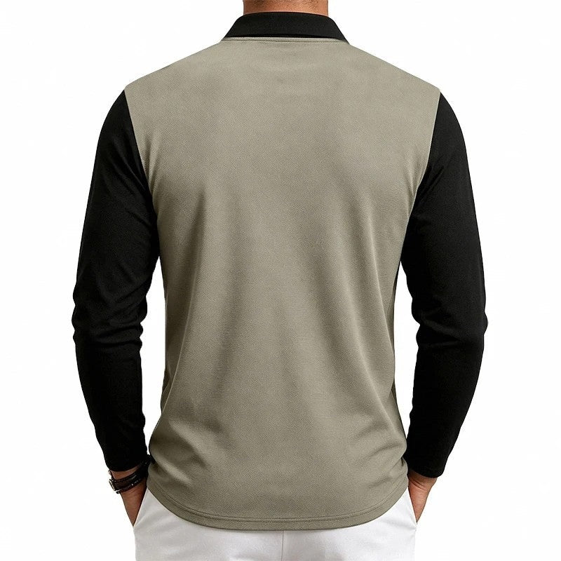 Vincent Long Sleeve Contrast Polo Shirt