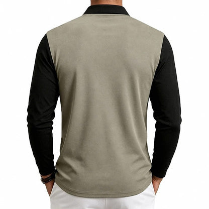 Vincent Long Sleeve Contrast Polo Shirt